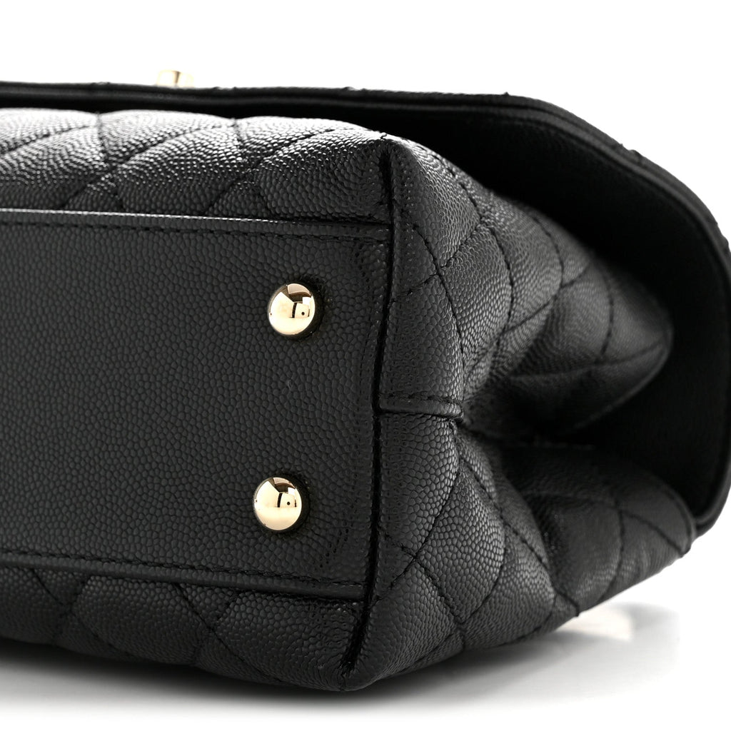Caviar Quilted Mini Coco Handle Flap Black