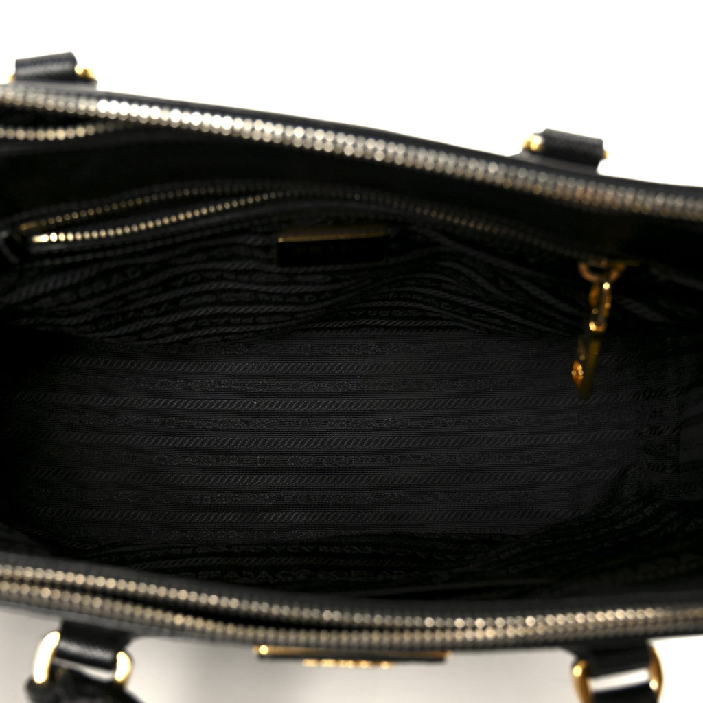 Saffiano Lux Small Galleria Double Zip Tote Black