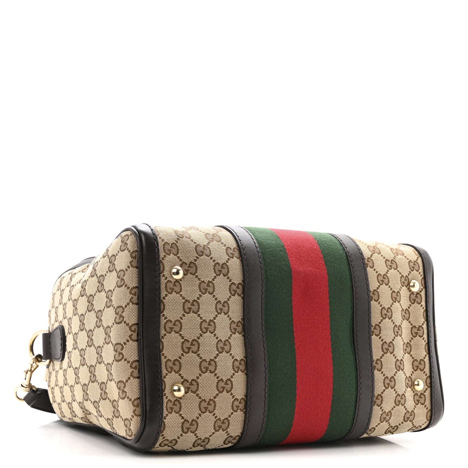 Monogram Selleria Calfskin Vintage Web Medium Boston Dark Brown