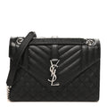 Grain De Poudre Textured Mixed Matelasse Triquilt Medium Monogram Satchel Black