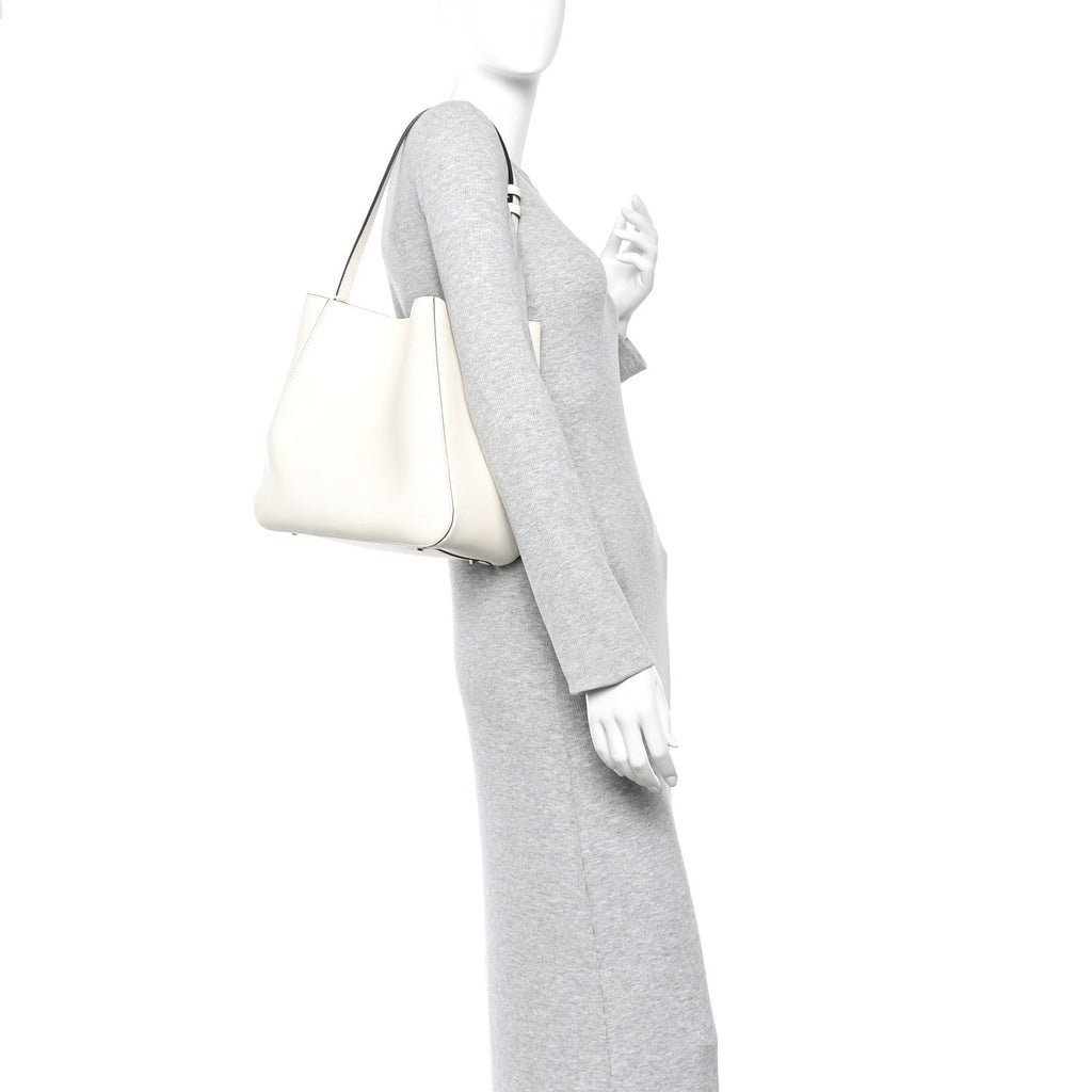 Calfskin VLogo Bucket Bag White