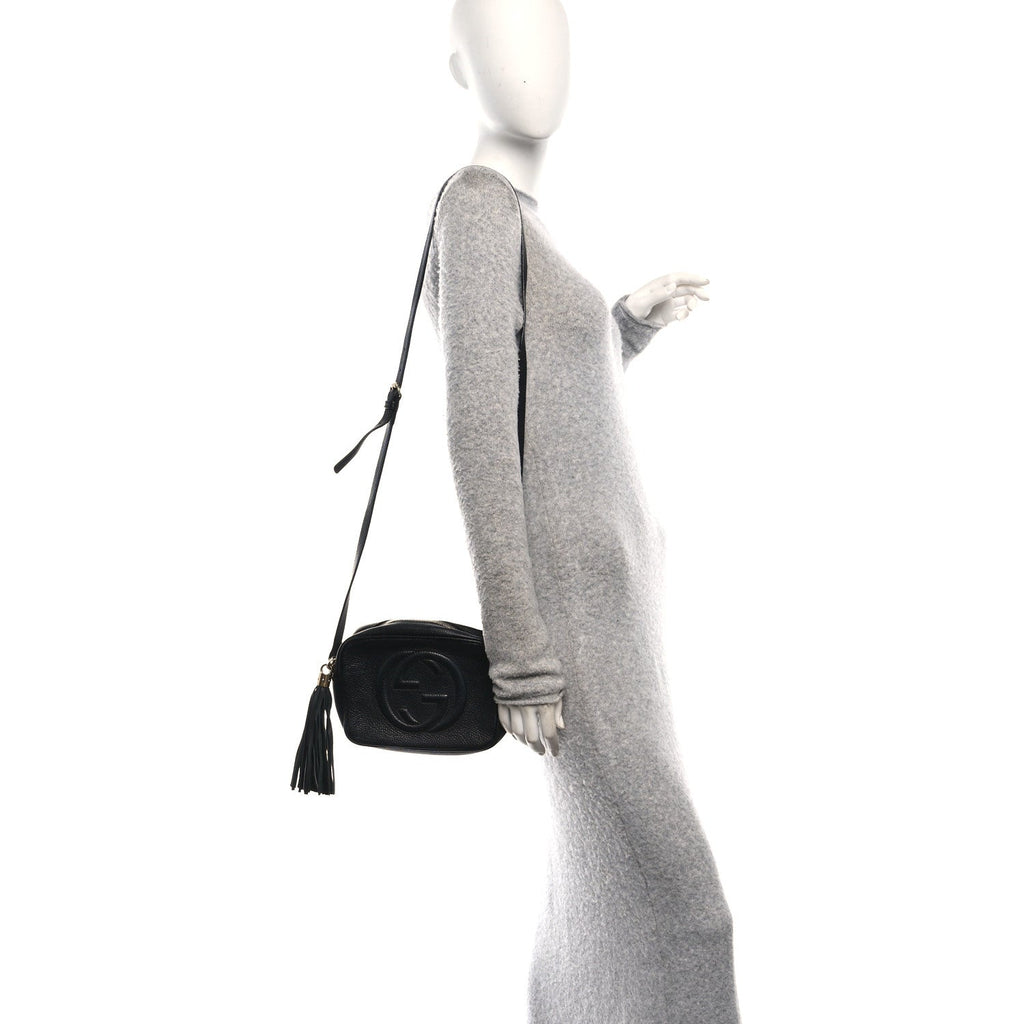 Pebbled Calfskin Small Soho Disco Bag Black