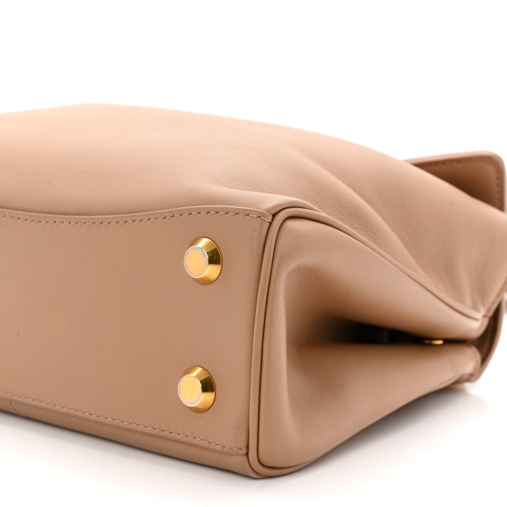 Natural Smooth Calfskin Mini Rodeo Top Handle Handbag Latte