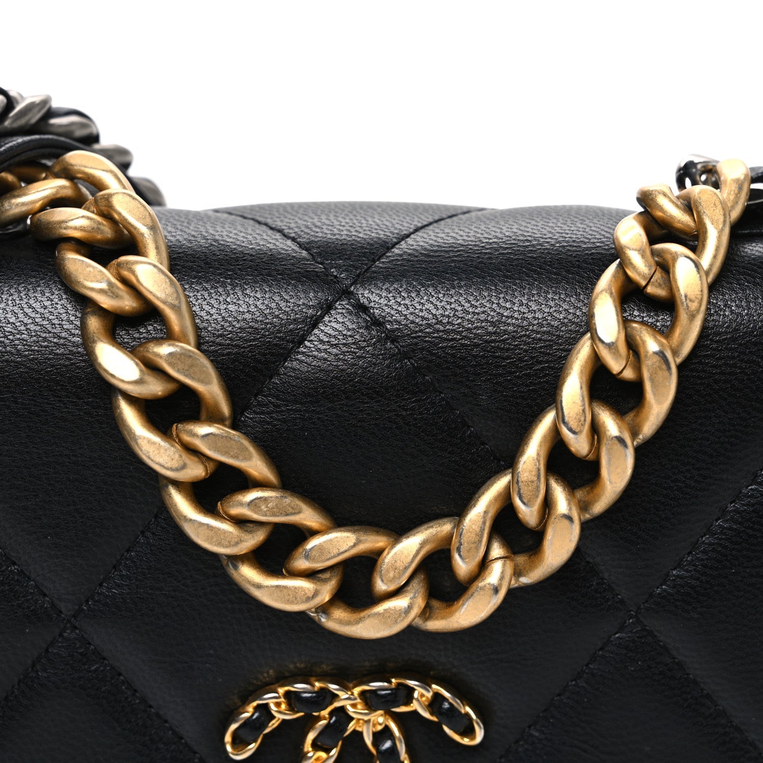 Lambskin Quilted Chanel 19 Wallet On Chain WOC Black