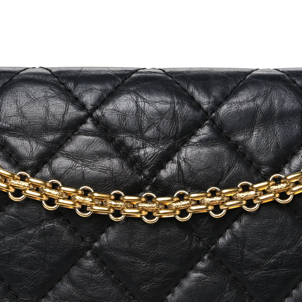 Aged Calfskin Quilted 2.55 Reissue 227 Flap Black