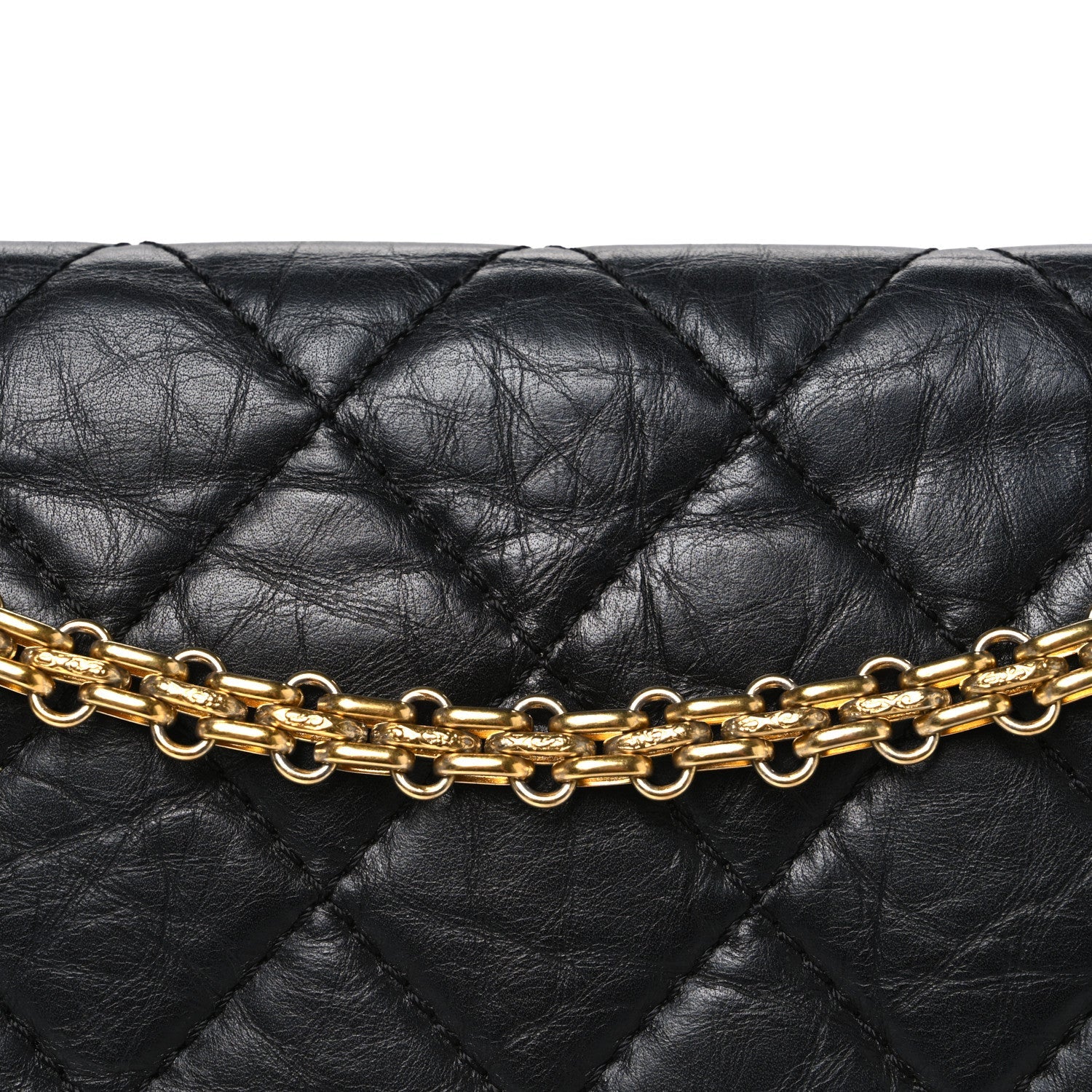 Aged Calfskin Quilted 2.55 Reissue 227 Flap Black