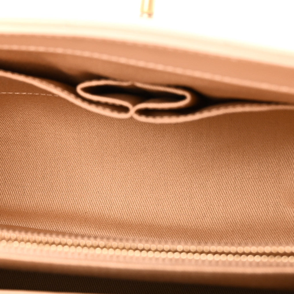 Calfskin Chevron Quilted Medium Coco Handle Flap Beige
