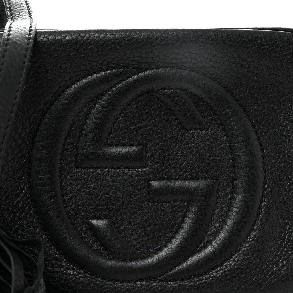 Pebbled Calfskin Small Soho Disco Bag Black