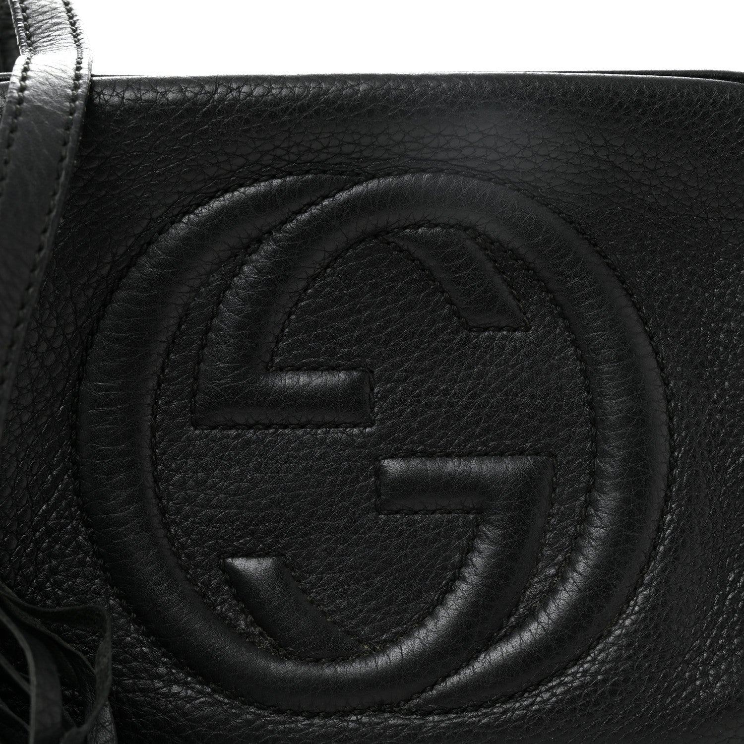 Pebbled Calfskin Small Soho Disco Bag Black