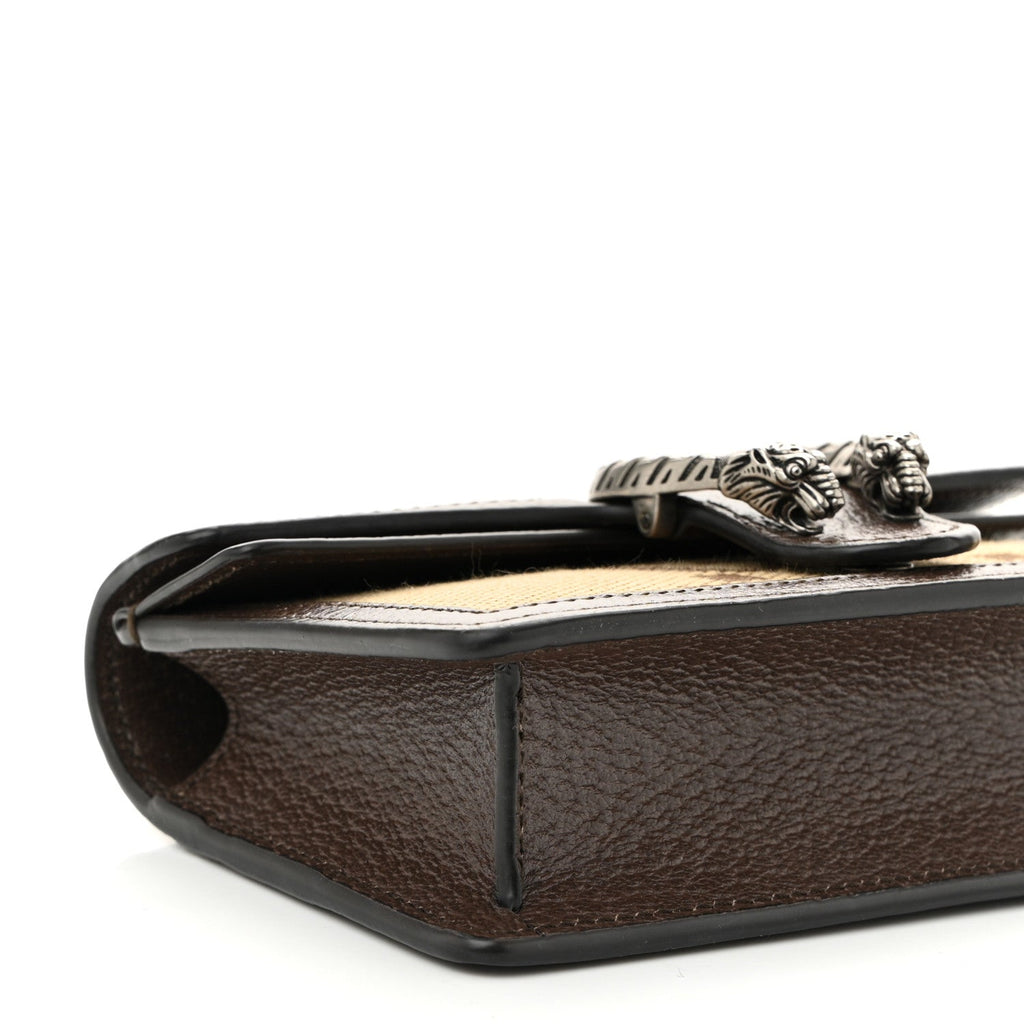 Monogram Jumbo GG Textured Dollar Calfskin Super Mini Dionysus Shoulder Bag Camel Ebony New Acero