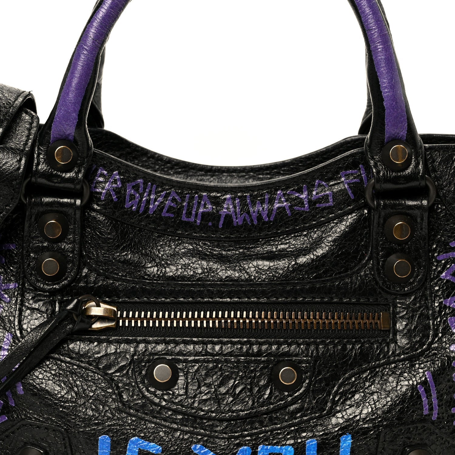 Agneau Arena Graffiti All Over Classic Hardware Mini City Black Bleu Violet