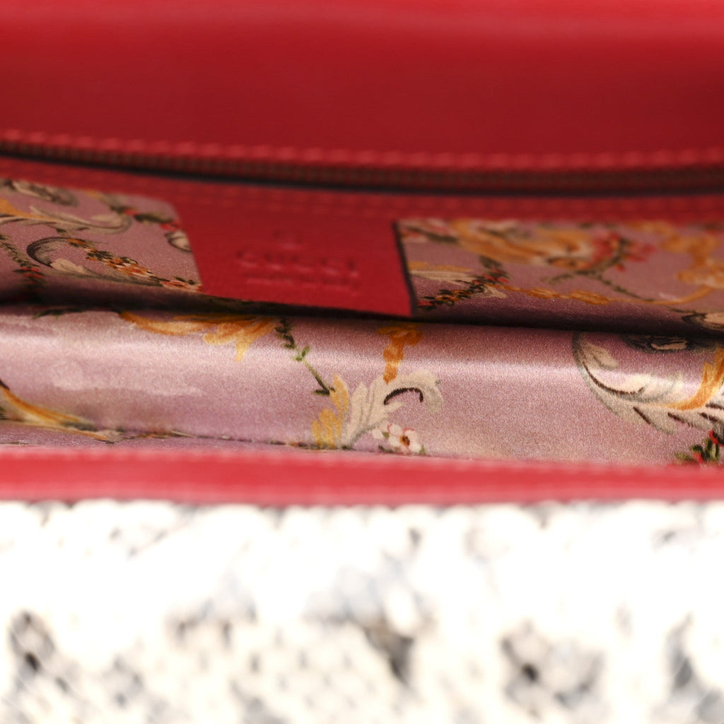 Calfskin Snakeskin Studded Small Ottilia Top Handle Bag Hibiscus Red