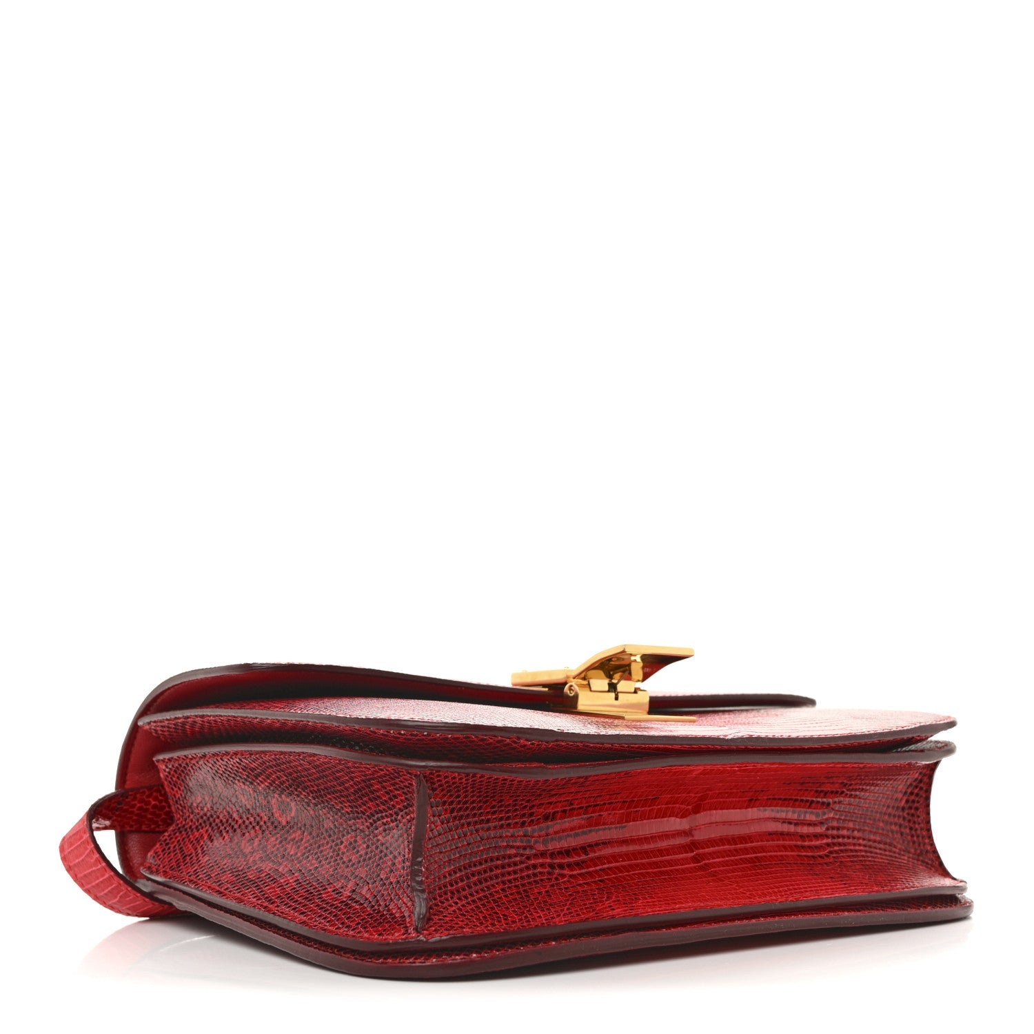 Lizard Medium Classic Box Flap Bag Ruby