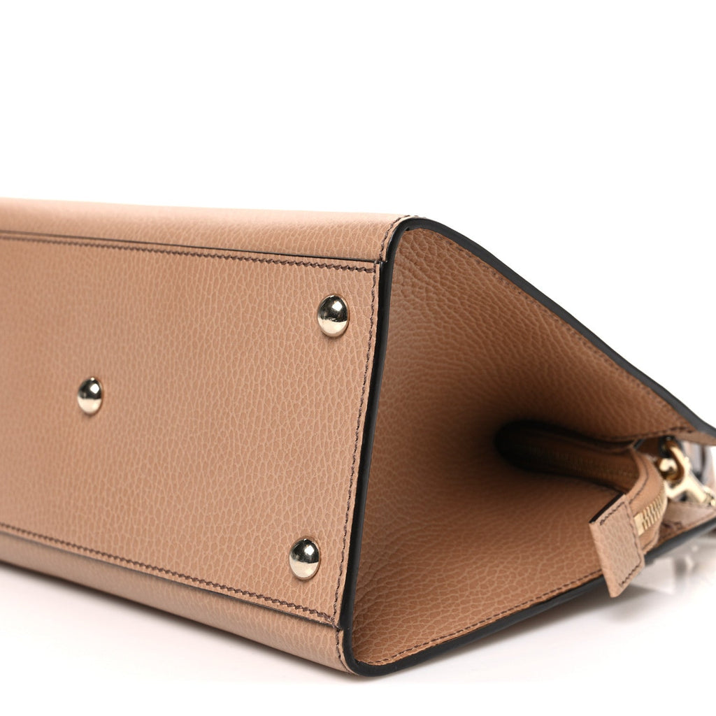 Dollar Calfskin Medium Soho Top Handle Satchel Camelia