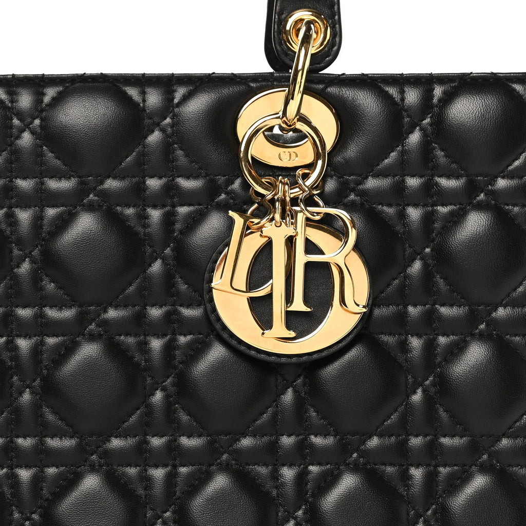 Lambskin Cannage Large Lady Dior Black