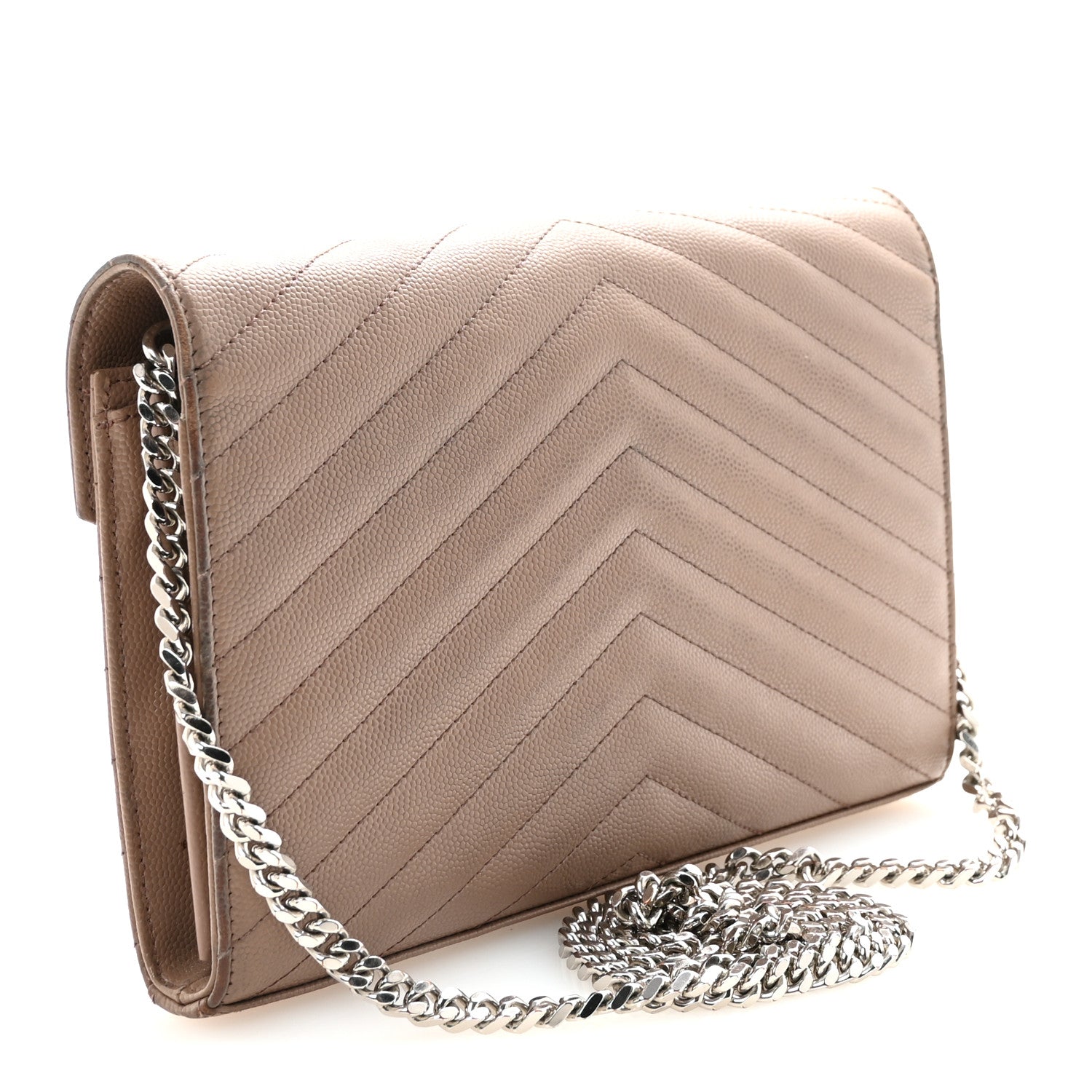 Grain De Poudre Matelasse Chevron Monogram Chain Wallet Taupe
