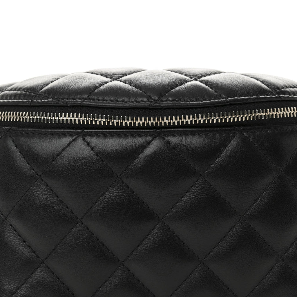 Calfskin Quilted Uniform Waist Belt Bag Black