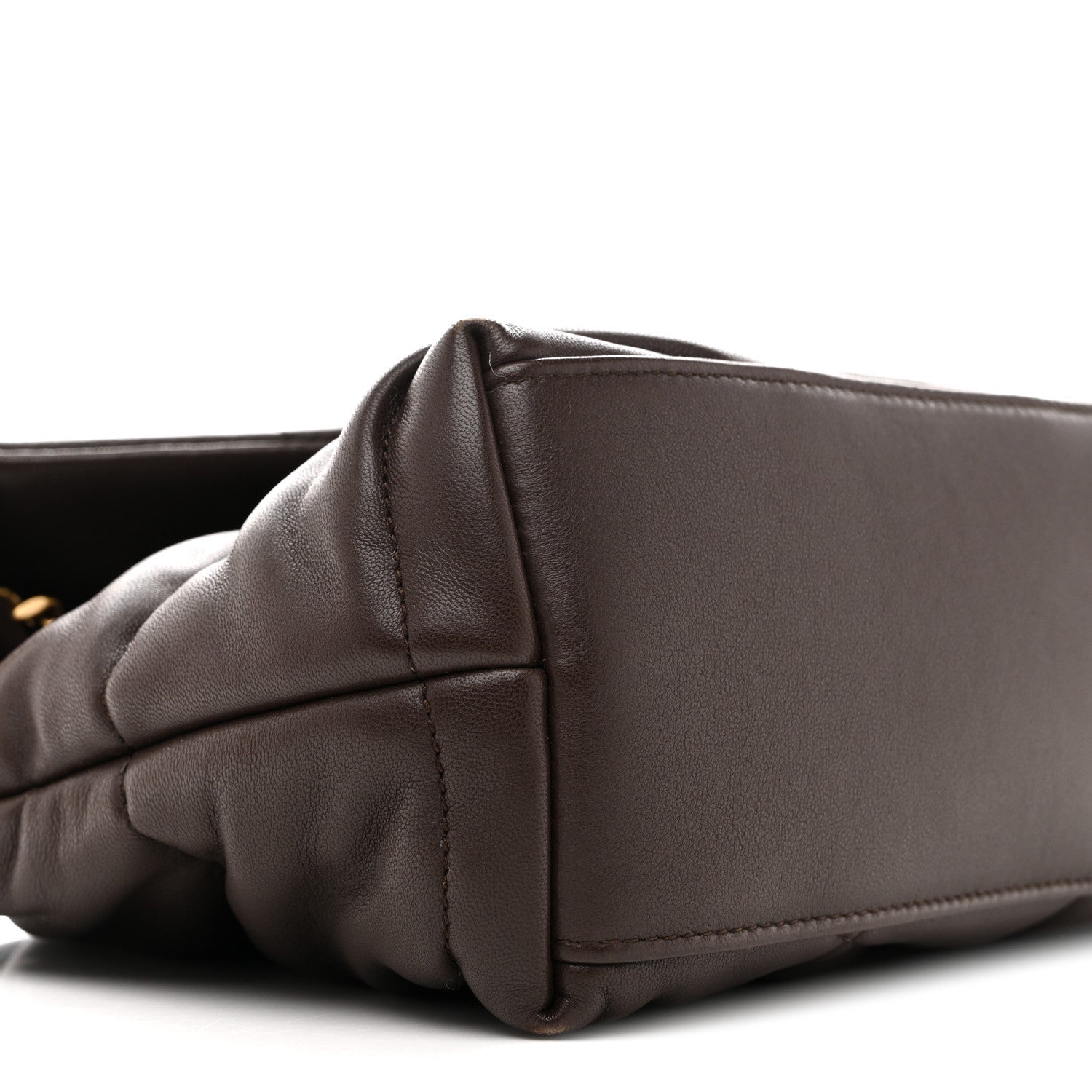 Lambskin Quilted Small Loulou Puffer Monogram Chain Satchel Dark Ganache