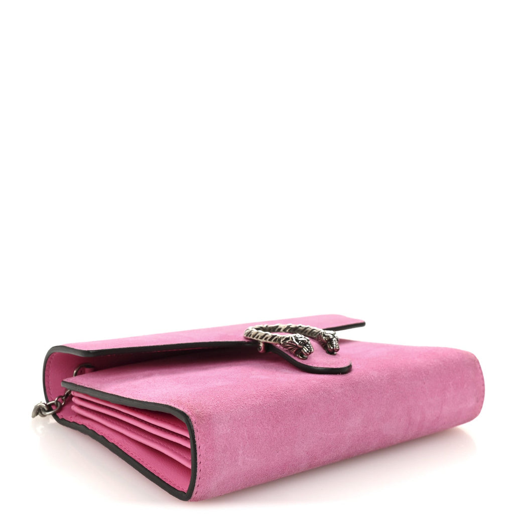 Suede Mini Dionysus Chain Wallet Pink Tropical Flower
