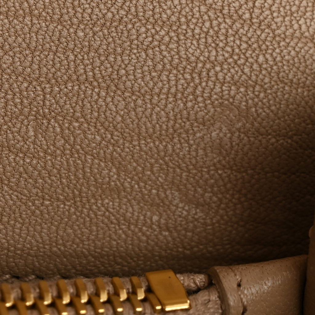 Sheepskin Matelasse Chevron Monogram Medium College Bag Dark Beige