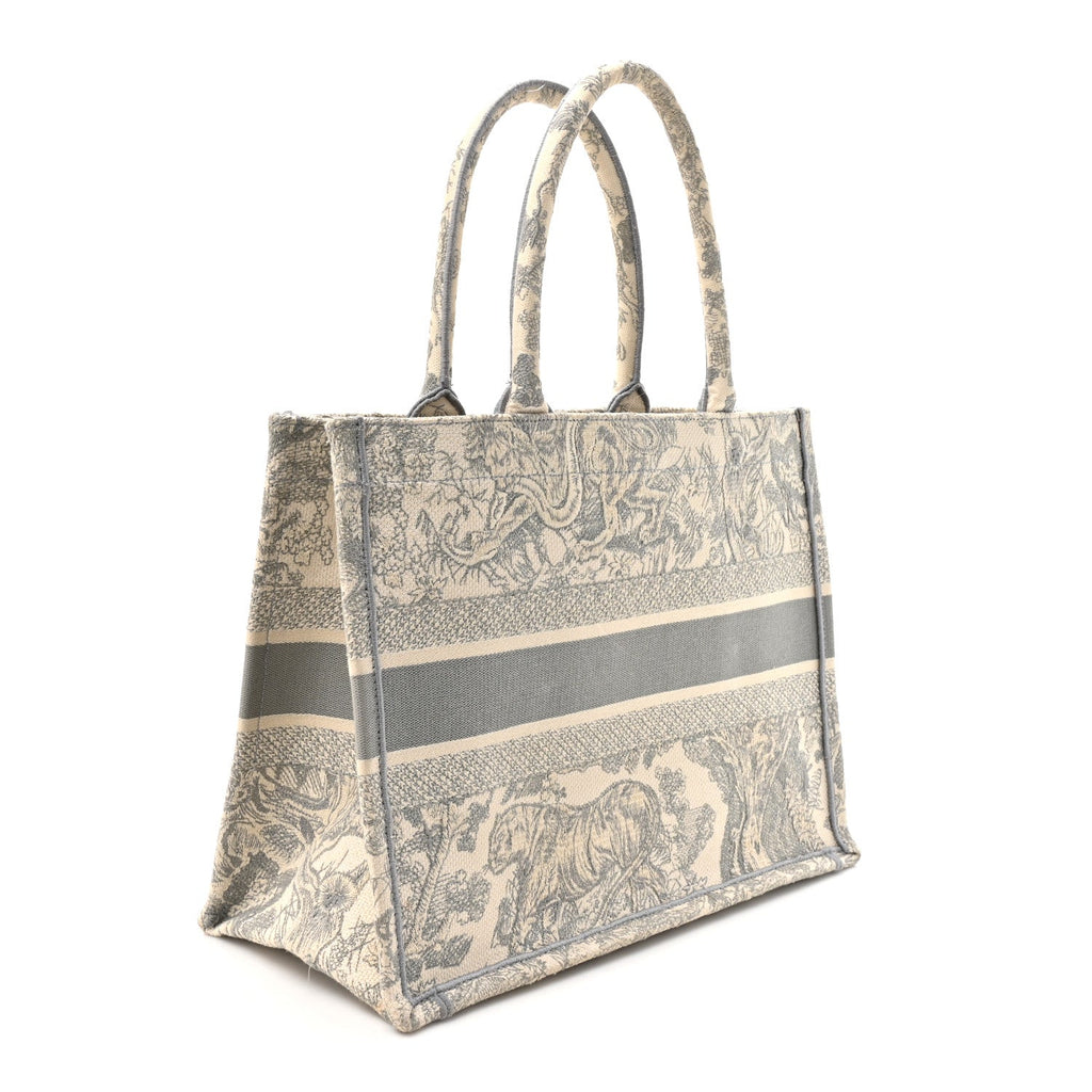 Canvas Embroidered Medium Dioriviera Toile De Jouy Book Tote Gray