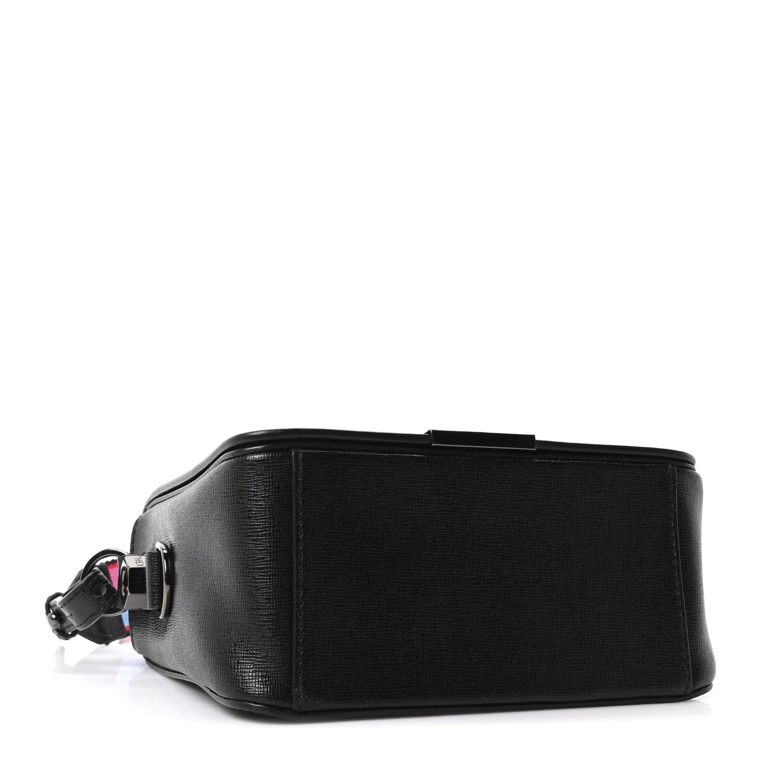 Saffiano Striped Mini Diag Binder Clip Bag Black White Indus