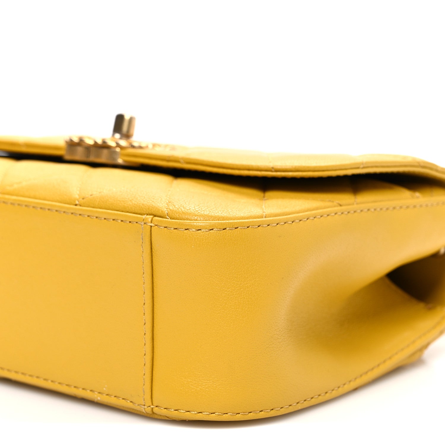 Lambskin Quilted Small Chain Infinity Top Handle Flap Yellow