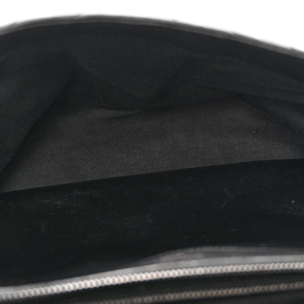 Sheepskin Matelasse Chevron Monogram Monochrome Large College Satchel Black