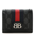 X BALENCIAGA BB Monogram Web Ophidia  Case Wallet Black