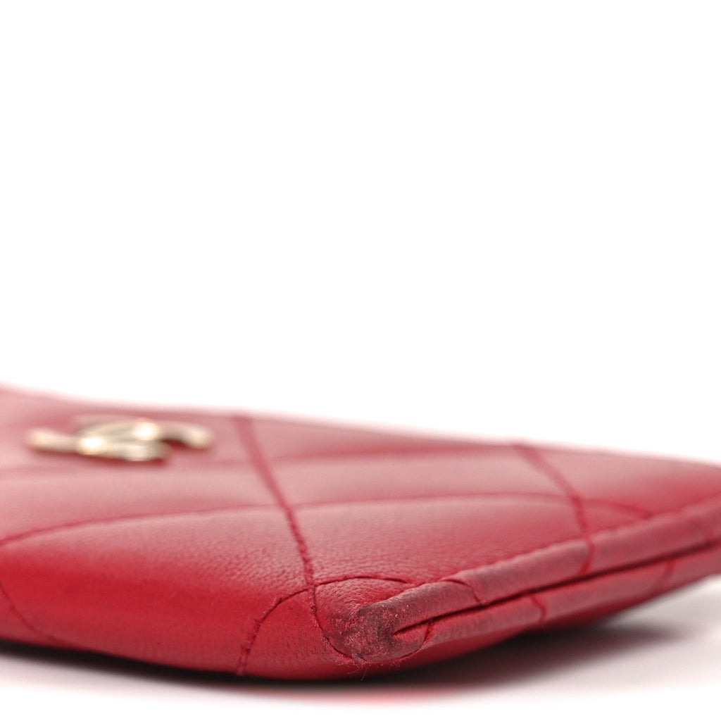 Lambskin Quilted  Holder Red