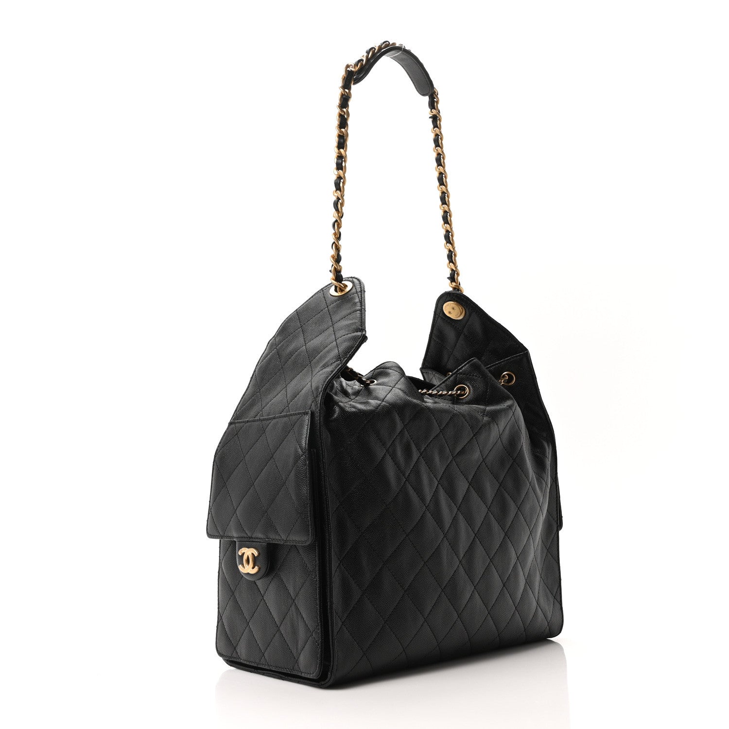 Caviar Quilted Medium Chanel 25 Handbag Black