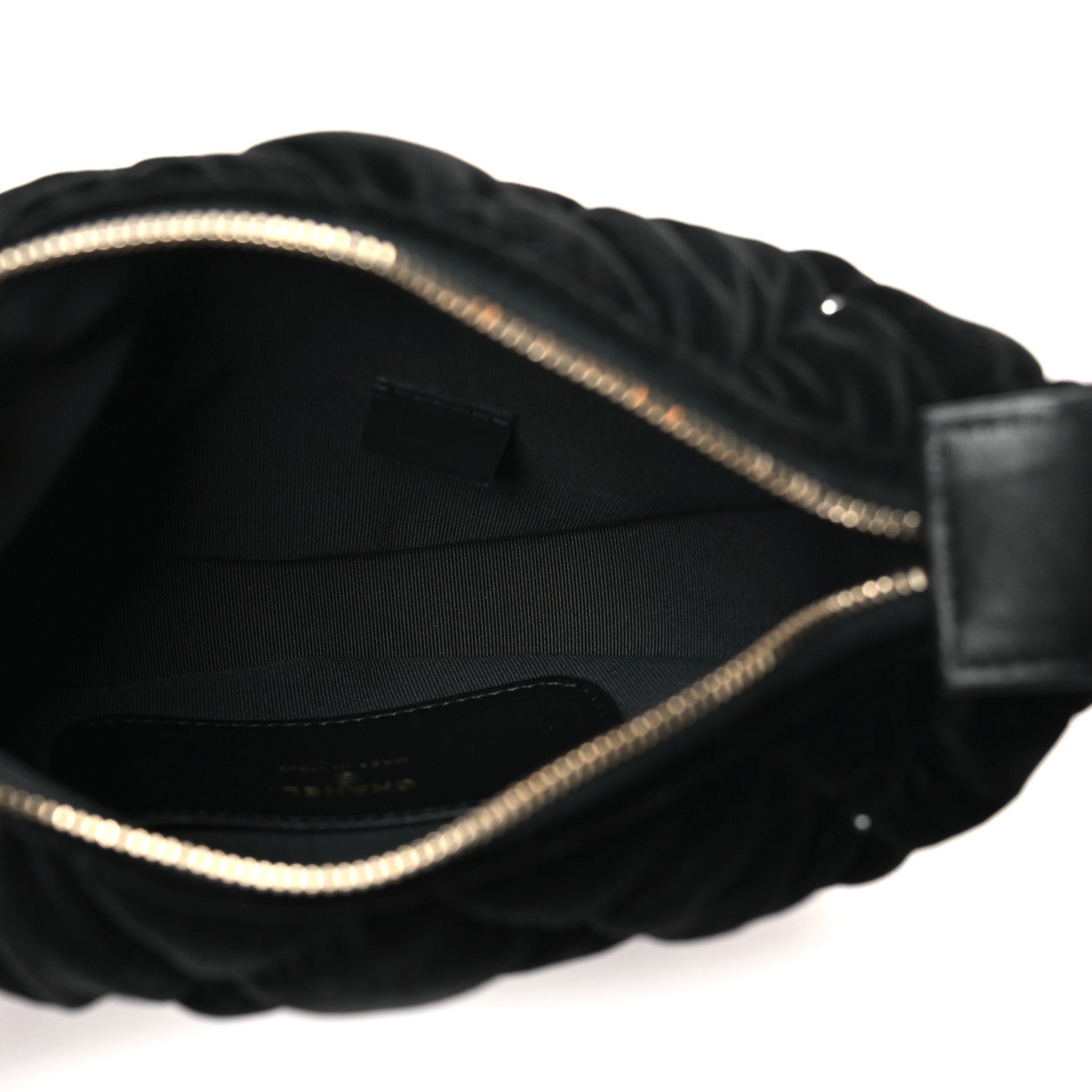 Velvet Diamanté Quilted Pocket Pouch Hobo Black
