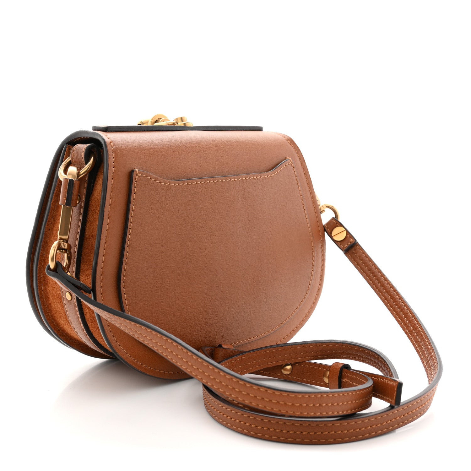 Calfskin Suede Medium Nile Bracelet Bag Caramel