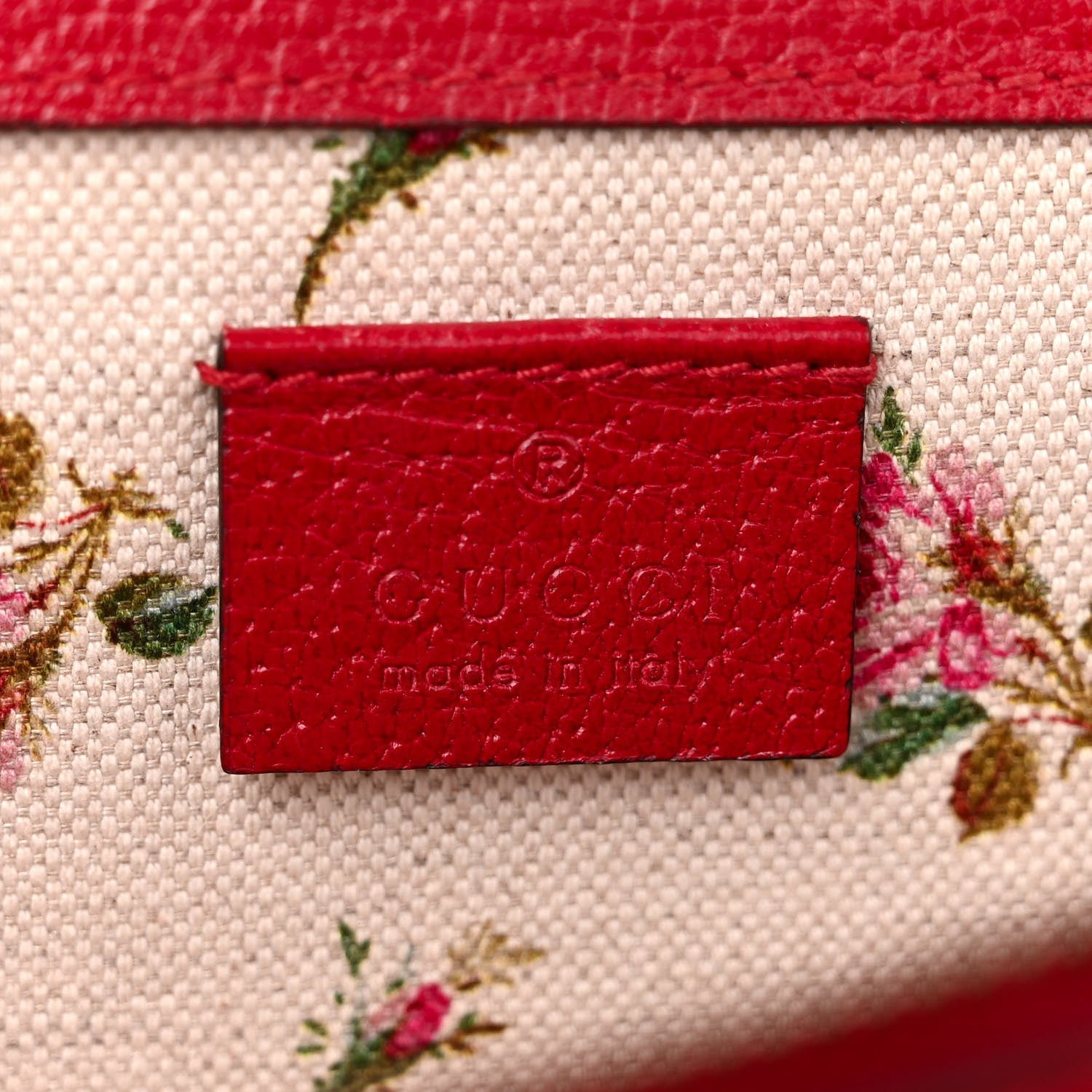 Calfskin Web Floral Embroidered Small Dionysus Shoulder Bag Hibiscus Red