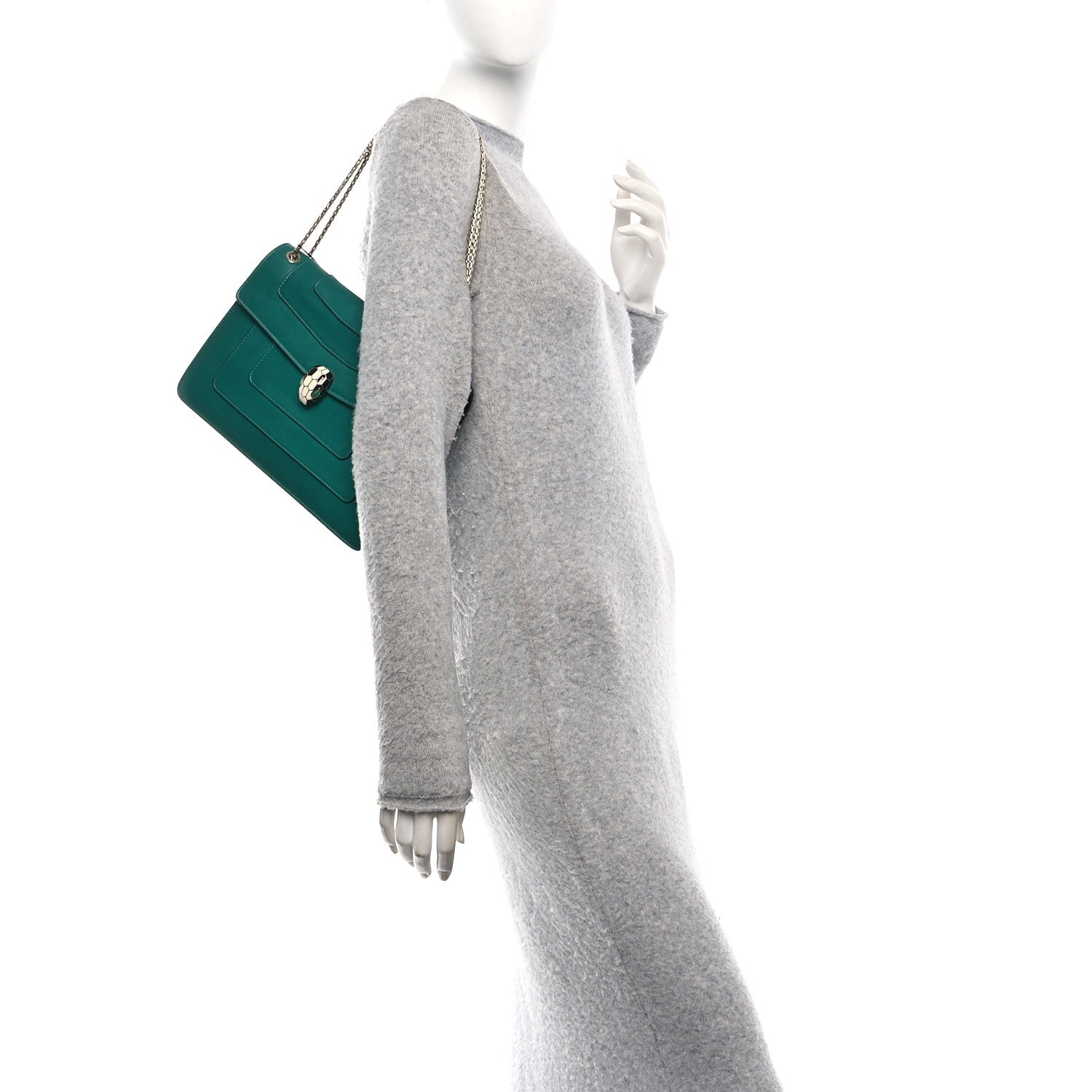 Calfskin Serpenti Forever Shoulder Bag Emerald Green
