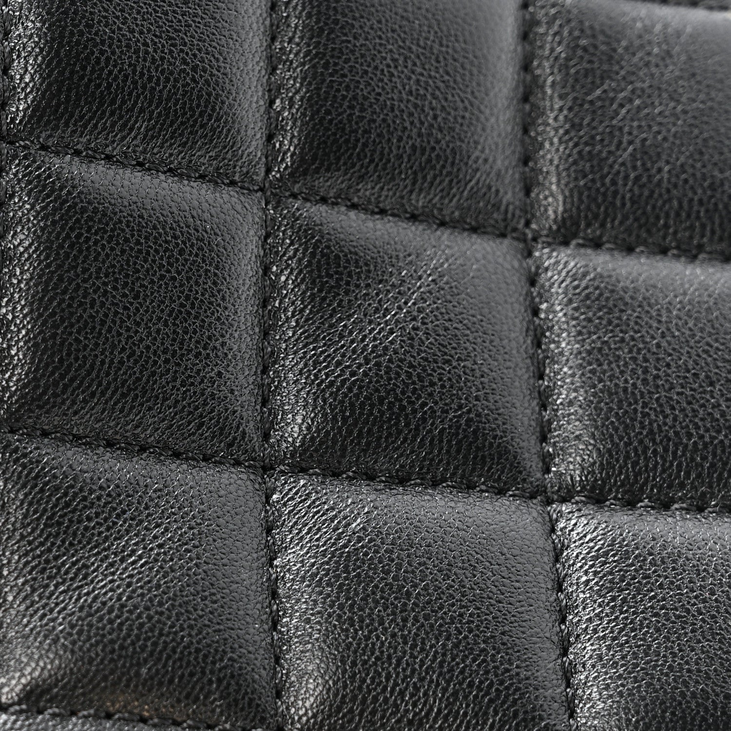 Lambskin Quilted Mini Rectangular Pearl Crush Flap Black