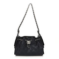 Metallic Caviar Quilted Mini Chanel 25 Handbag Dark Blue