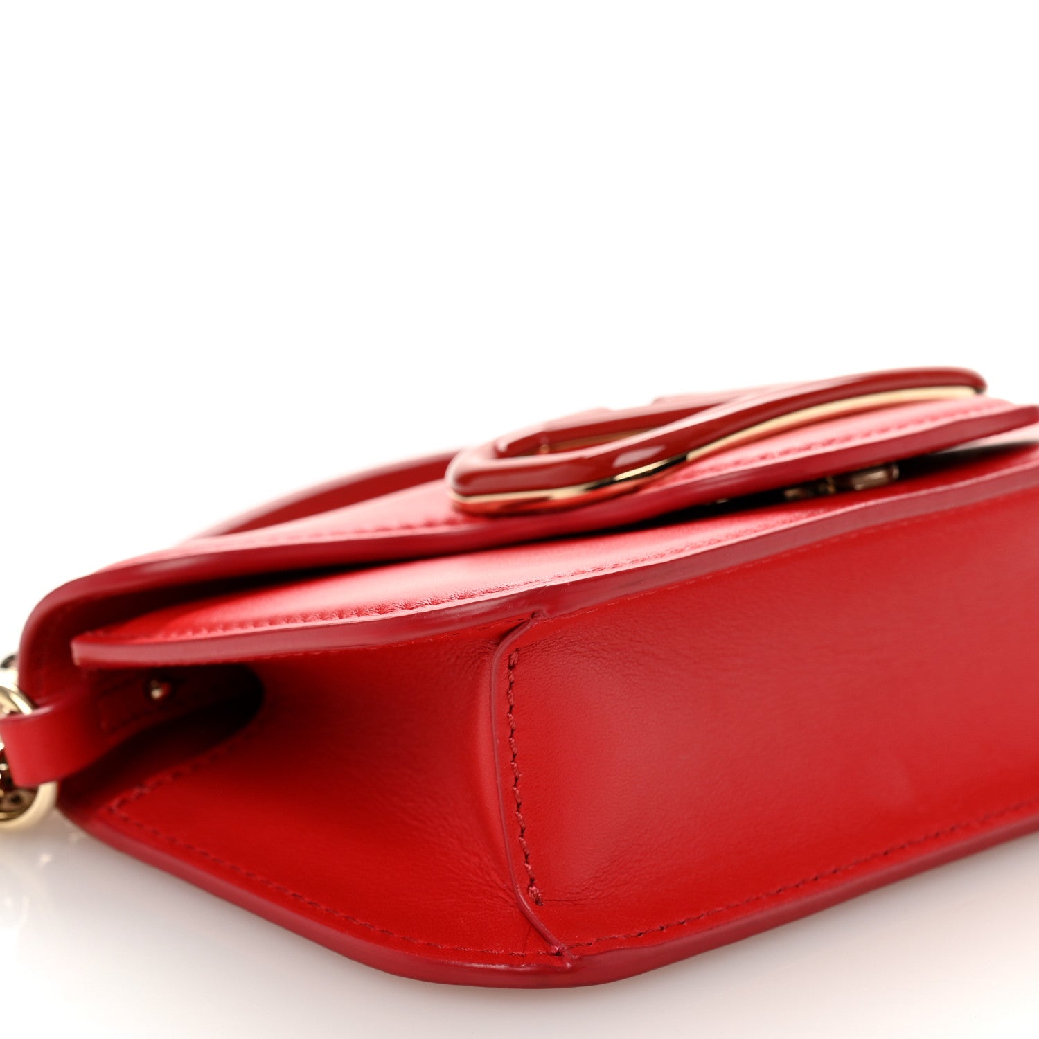 Calfskin Enamel Vlogo Small Loco Shoulder Bag Rouge Pur