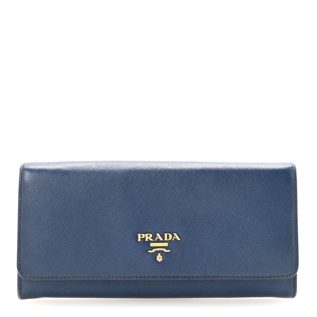 Saffiano Metal Continental Flap Travel Wallet Bluette