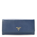 Saffiano Metal Continental Flap Travel Wallet Bluette