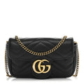 Calfskin Matelasse Super Mini GG Marmont Shoulder Bag Black