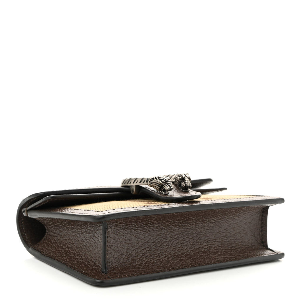 Monogram Jumbo GG Textured Dollar Calfskin Super Mini Dionysus Shoulder Bag Camel Ebony New Acero