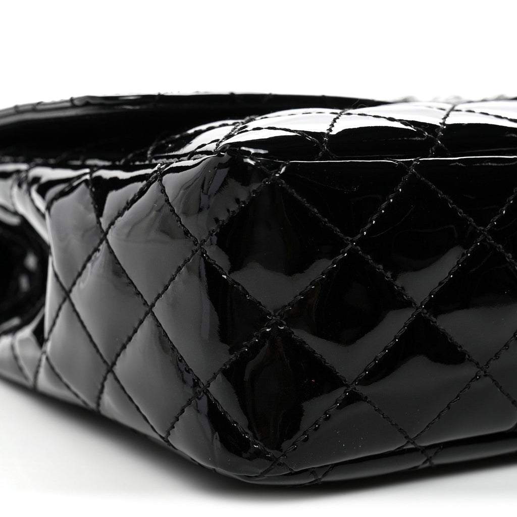 Patent Quilted Secret Label Medium Flap Black