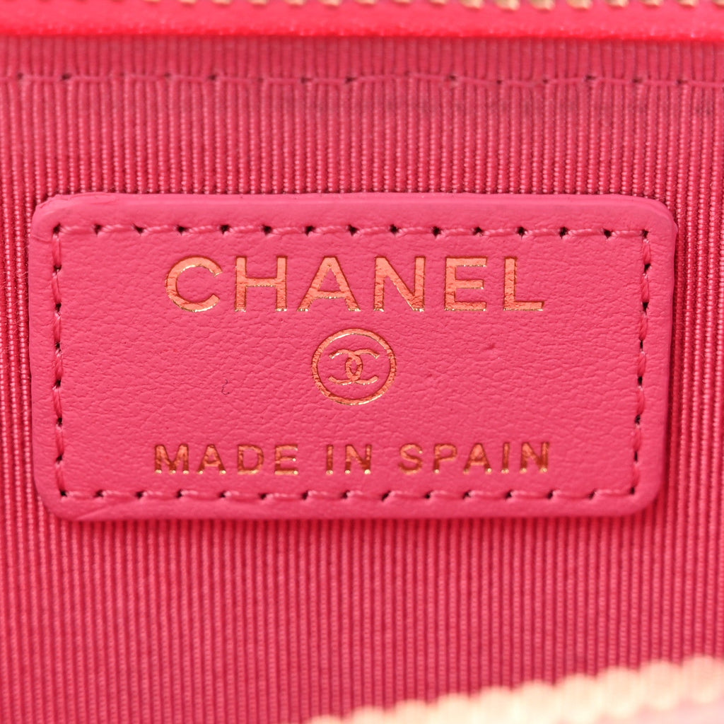 Caviar Quilted Zipped Key Holder Case Pink