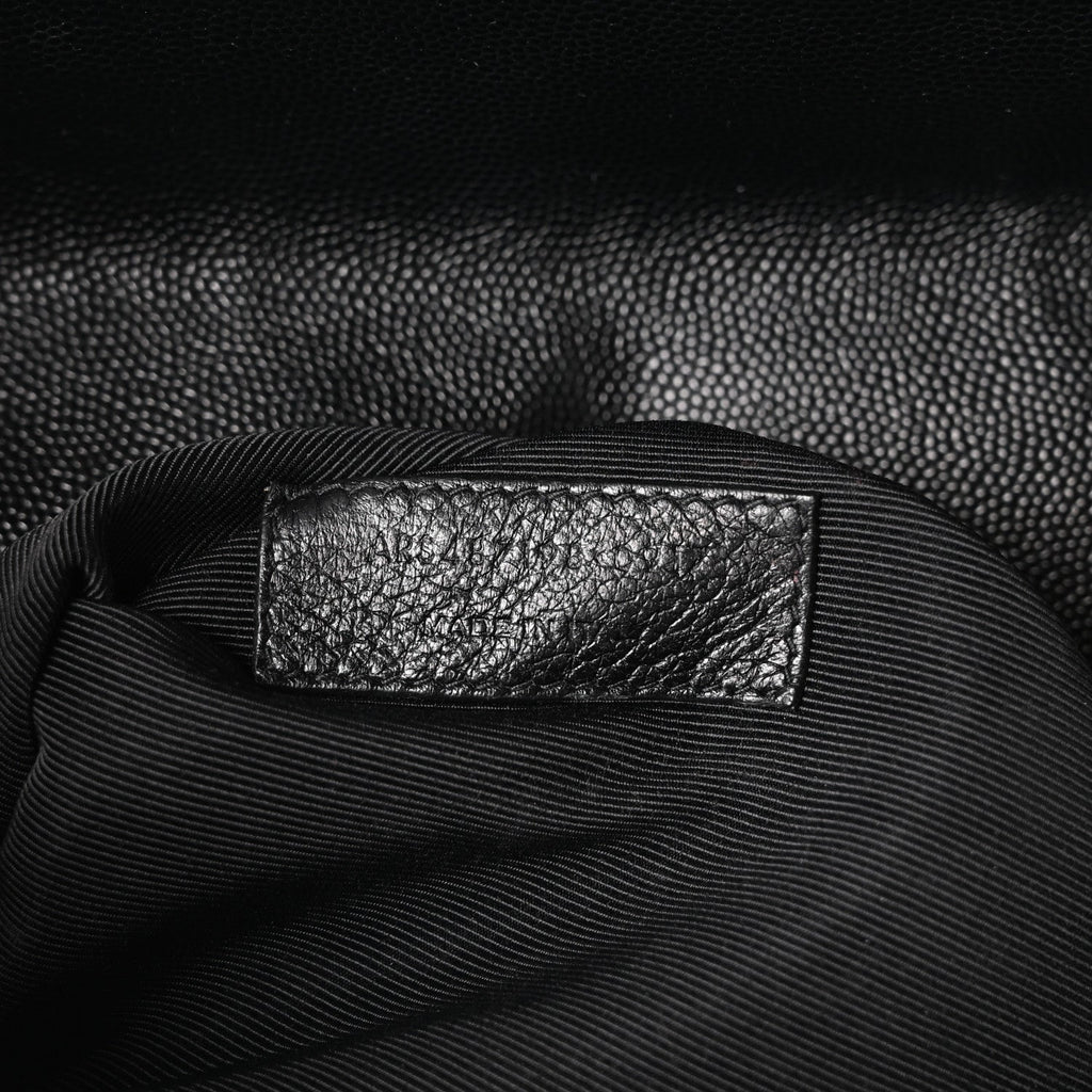 Grain De Poudre Textured Mixed Matelasse Large Triquilt Monogram Satchel Black