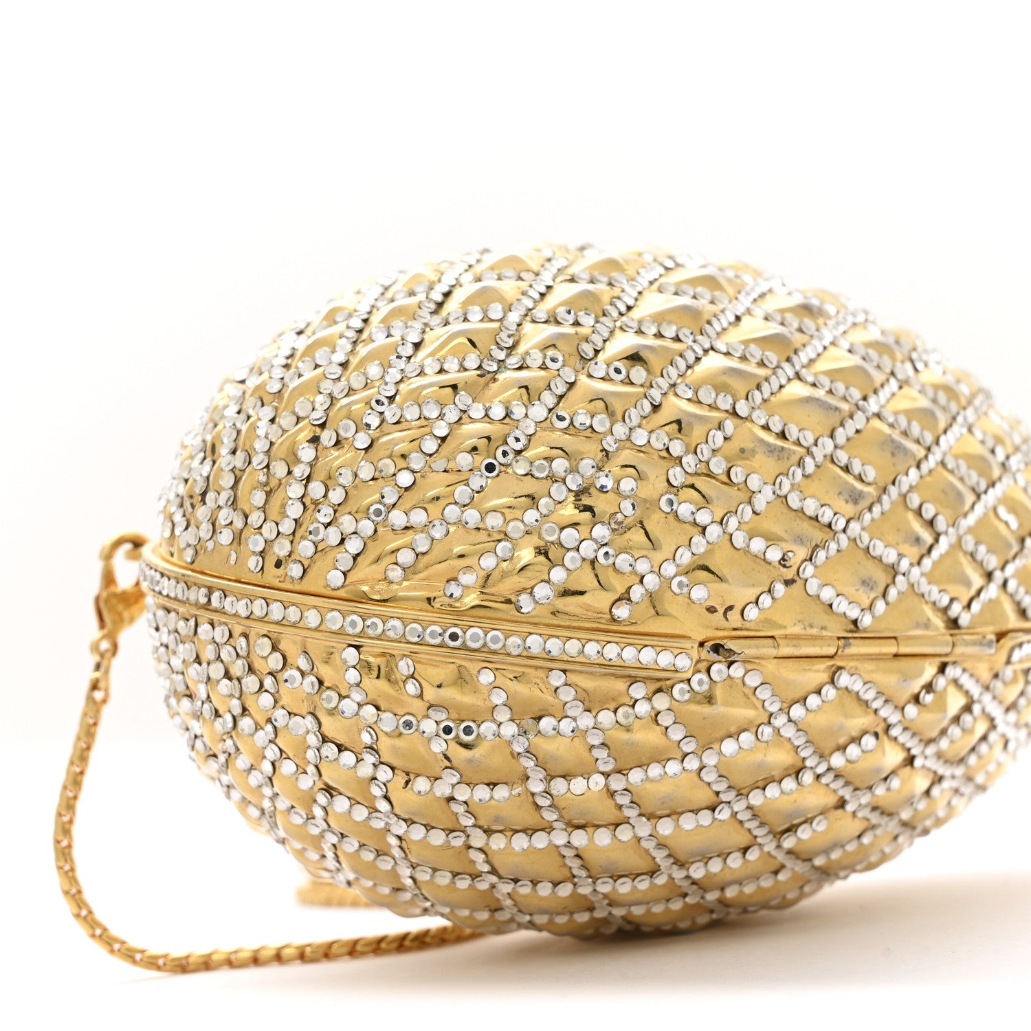 Crystal Egg Minaudiere Clutch Gold