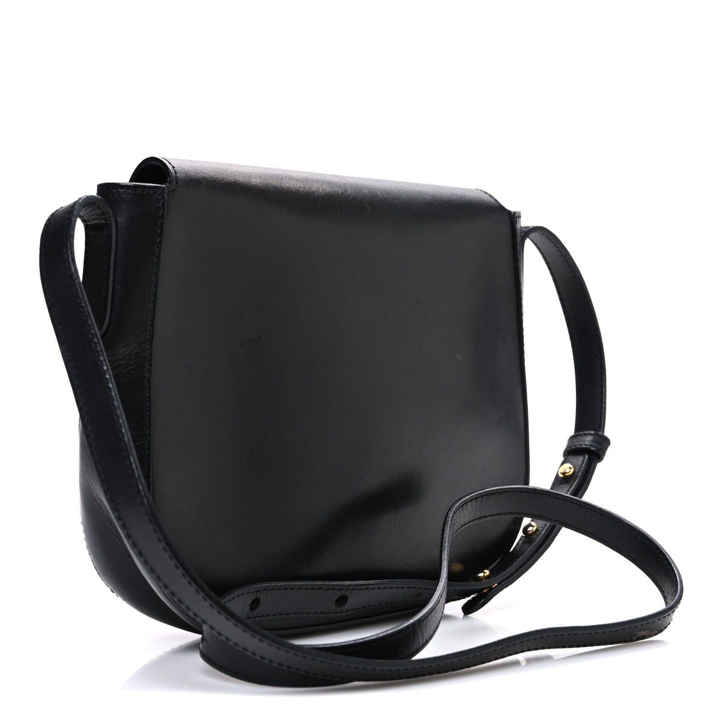 Calfskin Flap Crossbody Bag Black