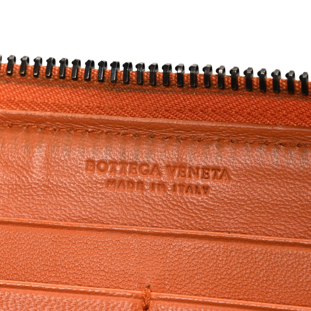 Nappa Intrecciato Zip Around Wallet Orange