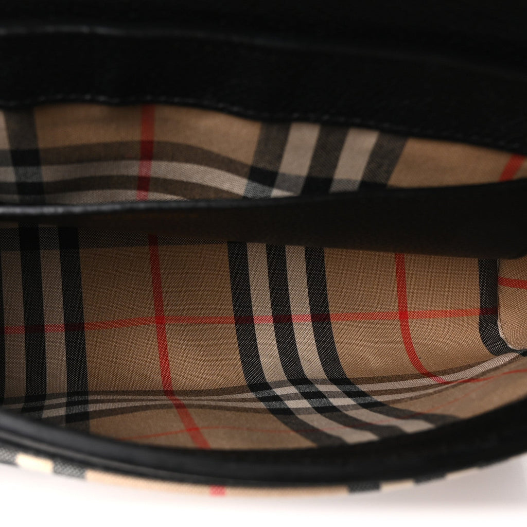 Coated Canvas Calfskin Vintage Check Medium Note Crossbody Bag Black
