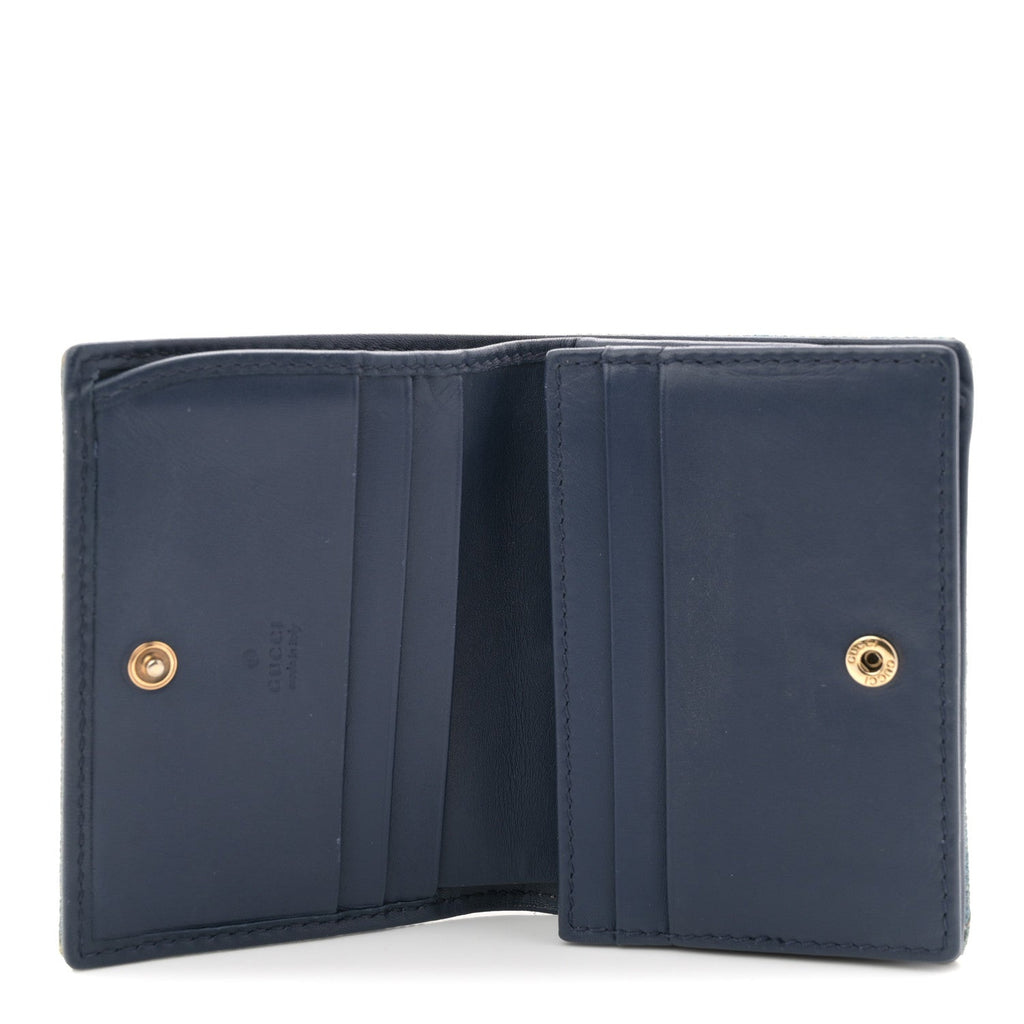 Denim Matelasse Pearly GG Marmont  Case Wallet Blue